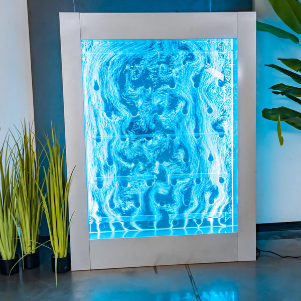 The Cristal Vault CV-568 Luxury Bubble Back Bar – 59" Acrylic Water Curtain Wine Display with RGB Lighting & Storage Shelves